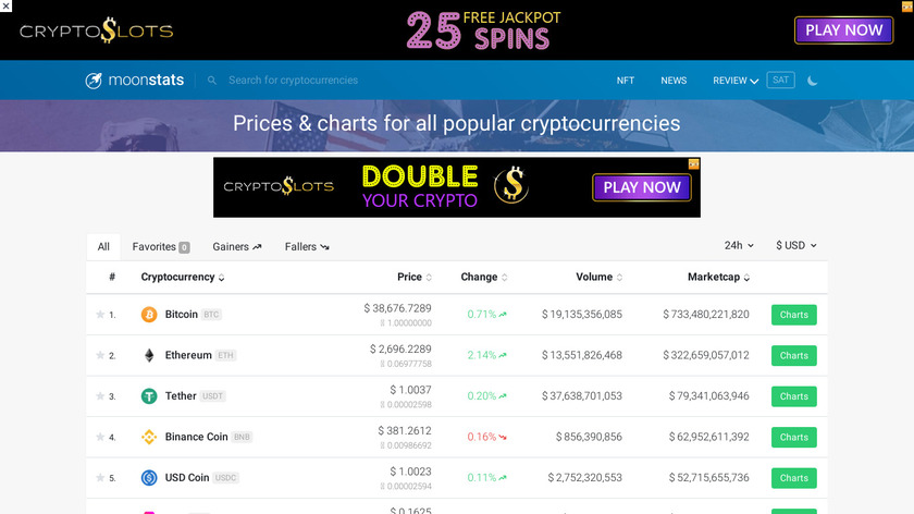 Moonstats Landing Page