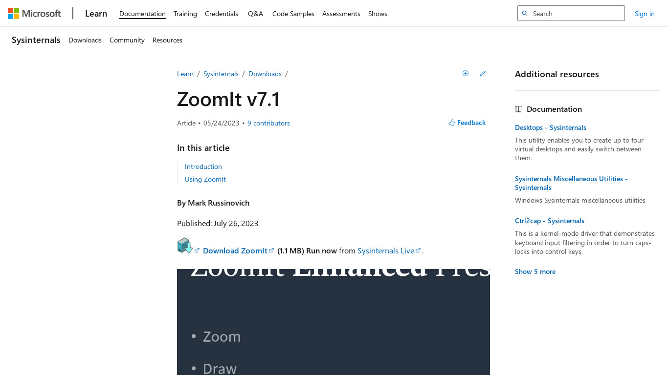 ZoomIt Landing page