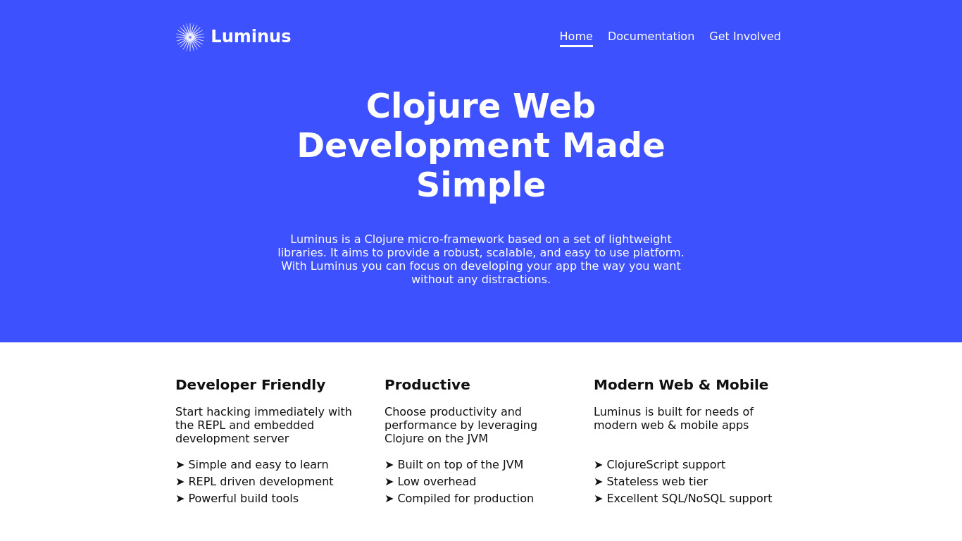 Luminus Landing page