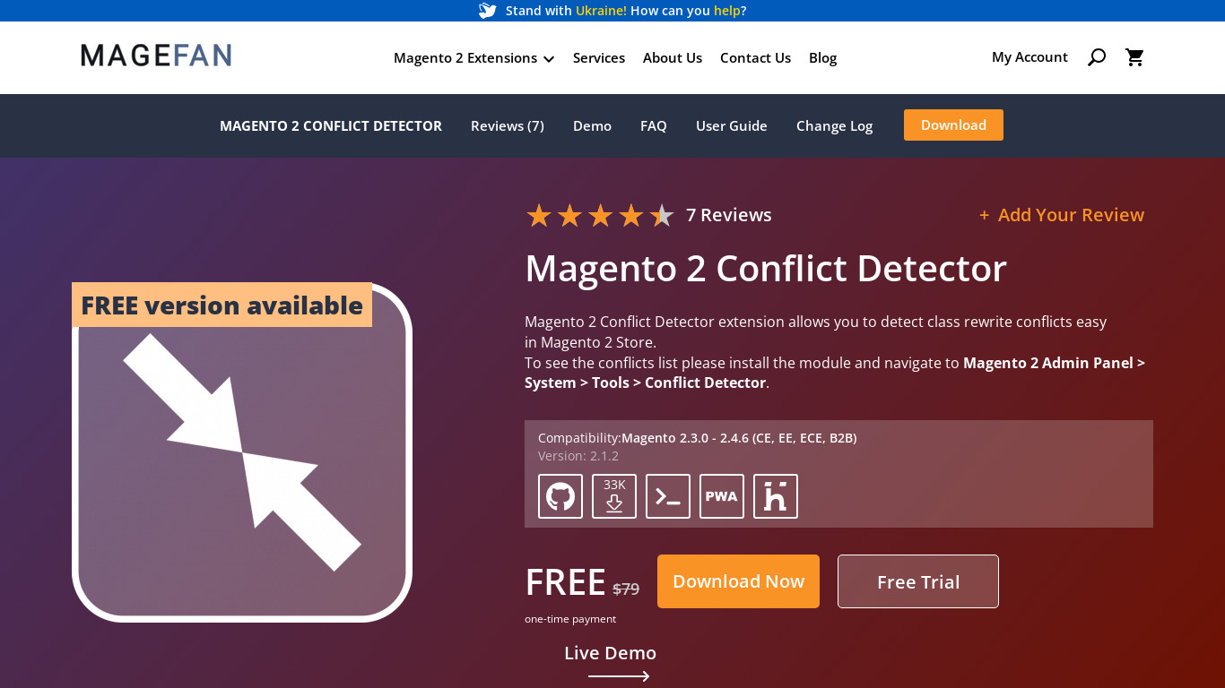 Magento 2 Conflict Detector Landing page
