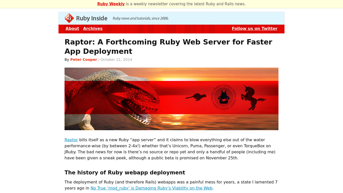 Ruby Inside Landing page