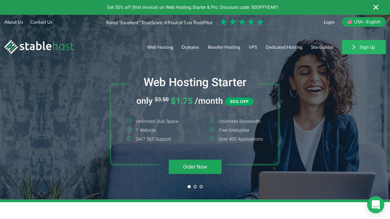 StableHost Landing page