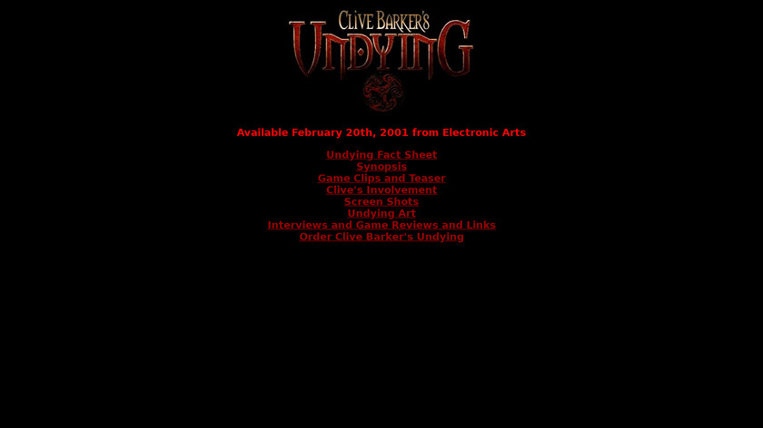 Clive Barker's Undying Landing Page