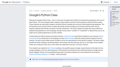 Google's Python Class screenshot