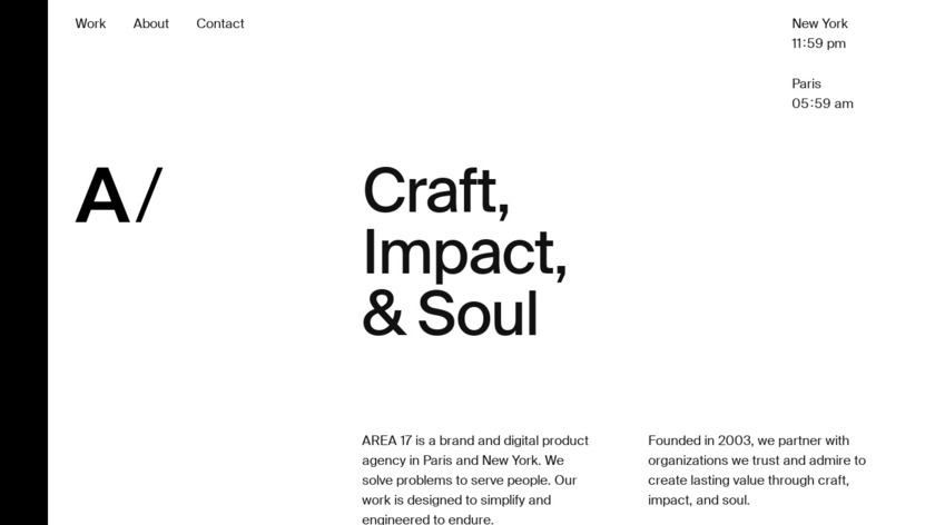 AREA 17 Landing Page