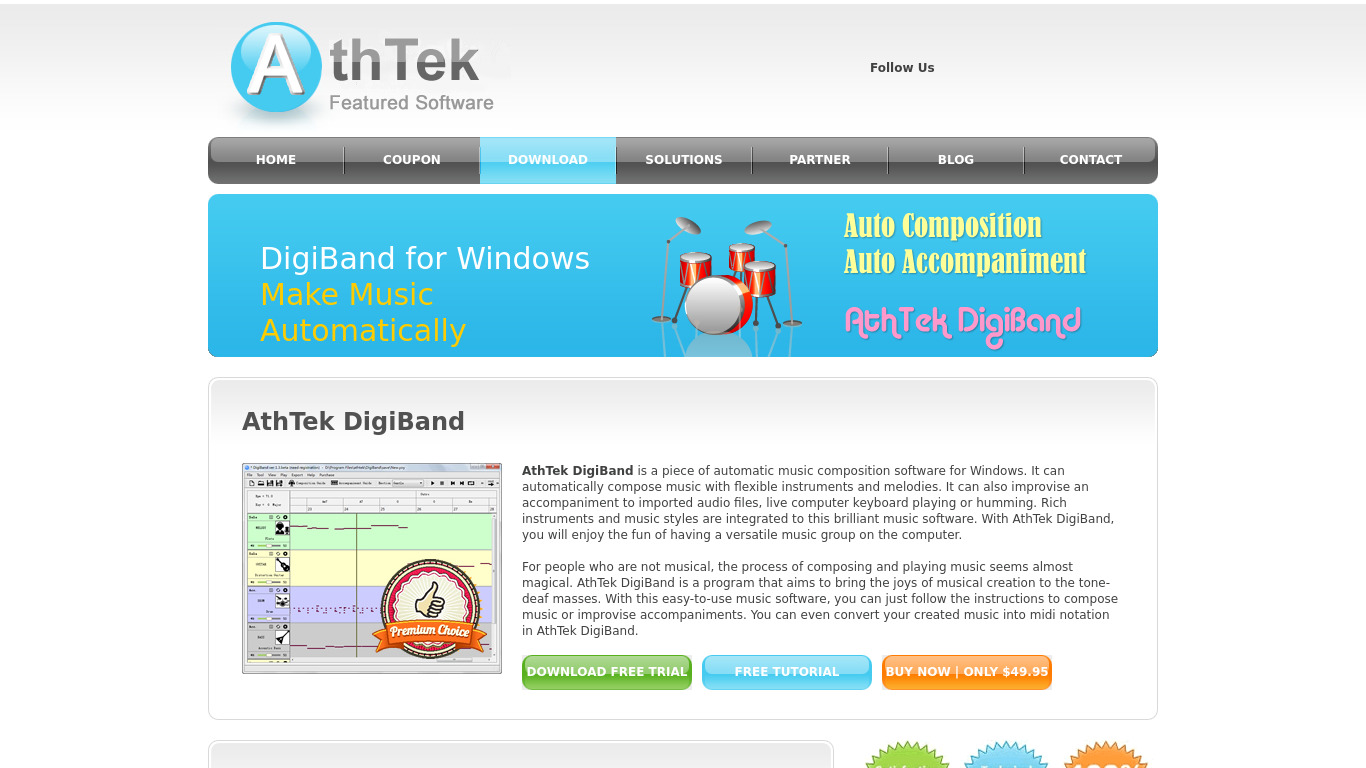 AthTek DigiBand Landing page