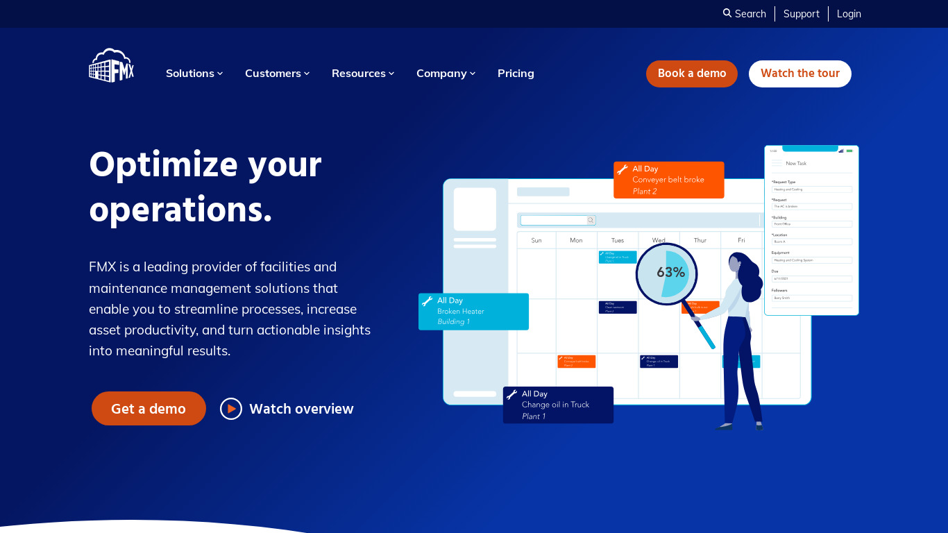 Facilities Management eXpress (FMX) Landing page