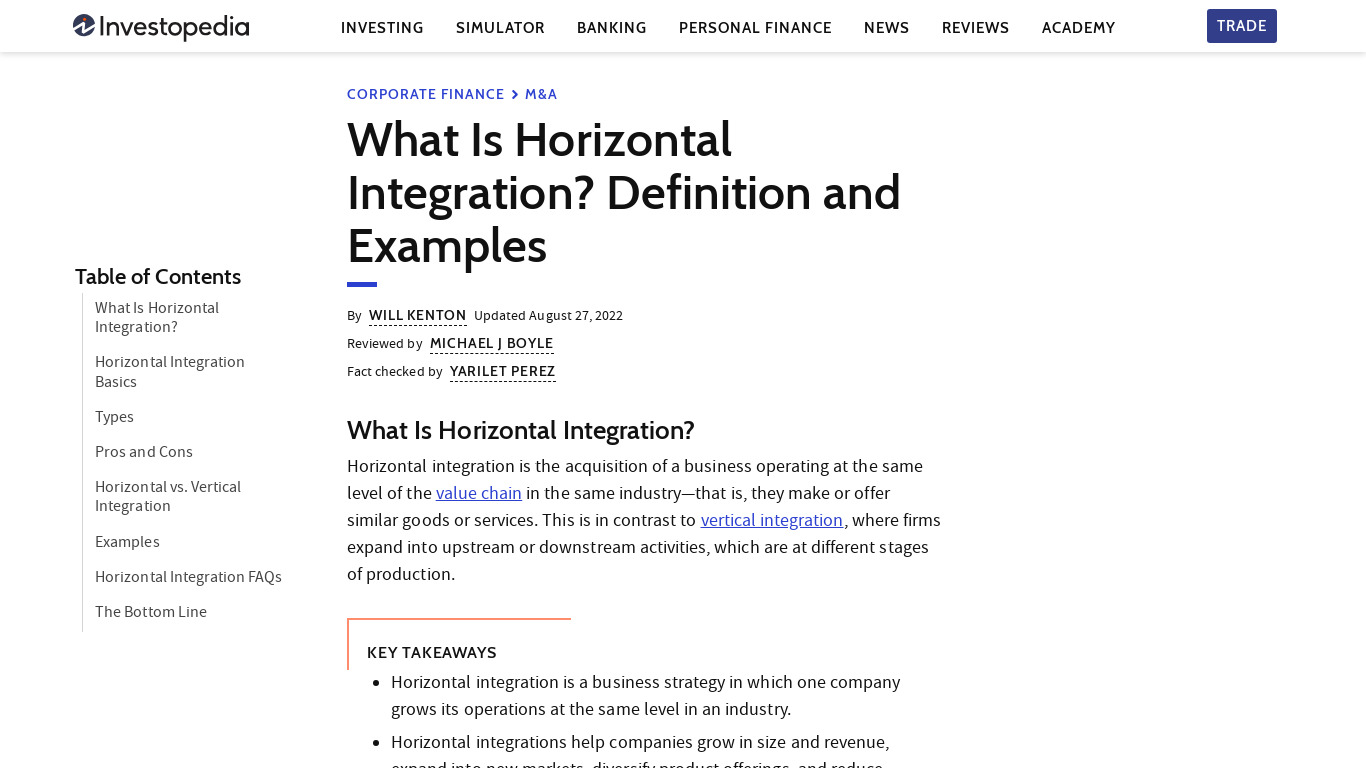 Horizontal Integration Landing page