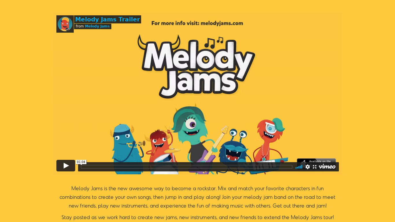 Melody Jams Landing page