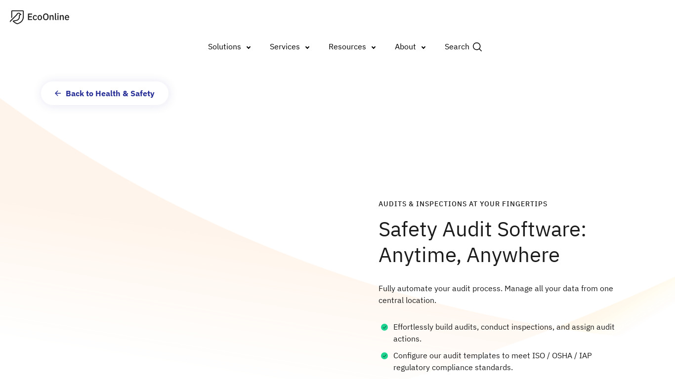 Airsweb Audit Management Landing page