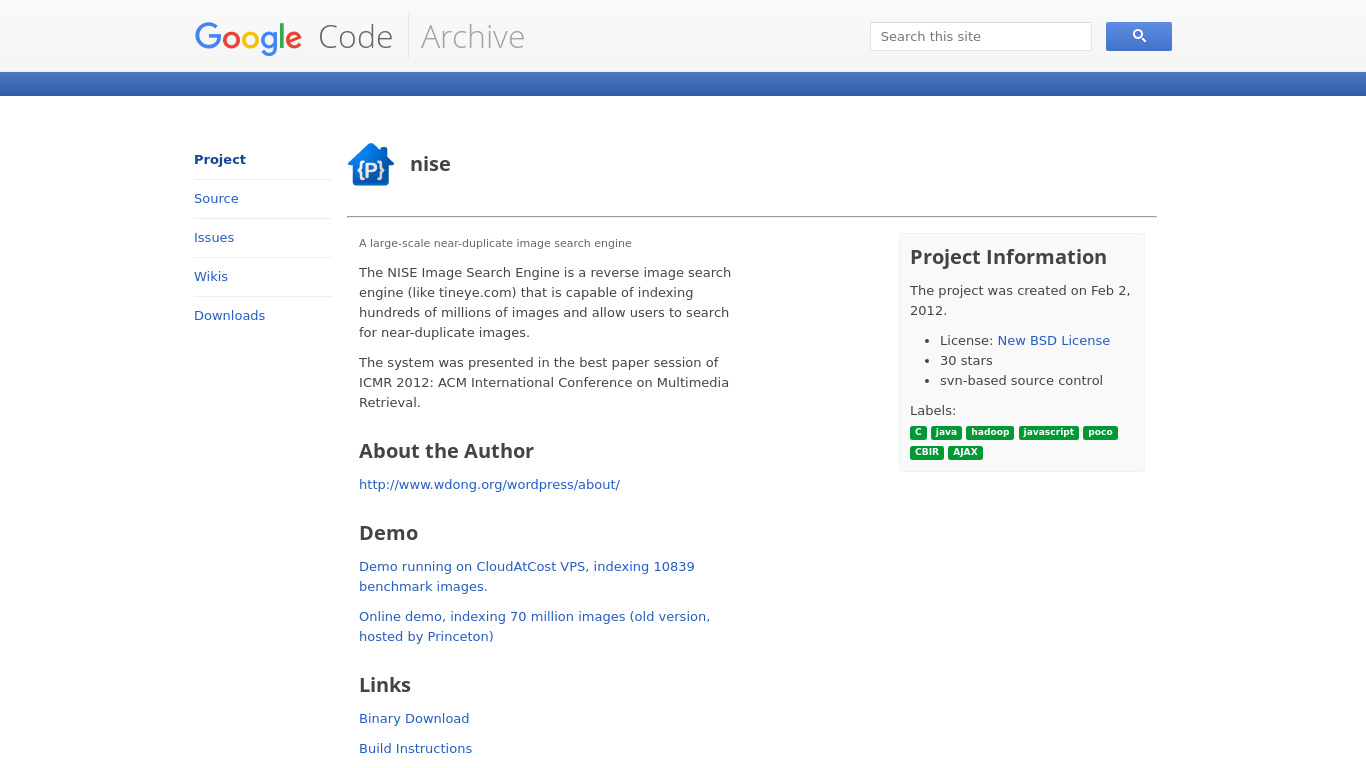 NISE Landing page