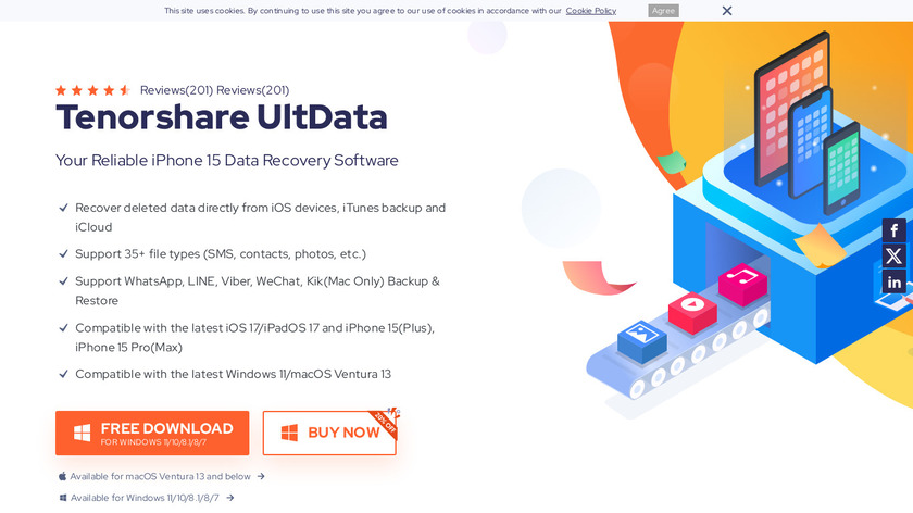 Tenorshare iPhone Data Recovery Landing Page