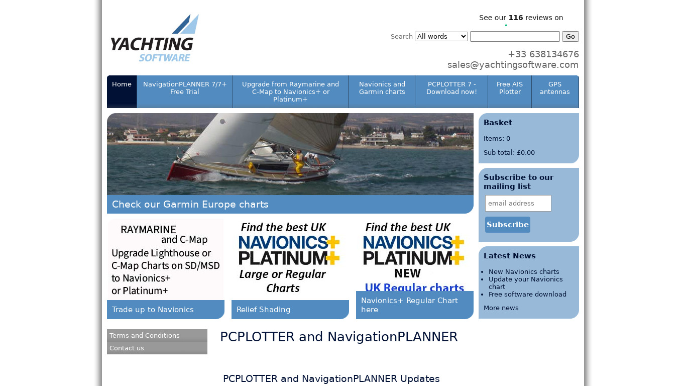 Yachting Software Landing page