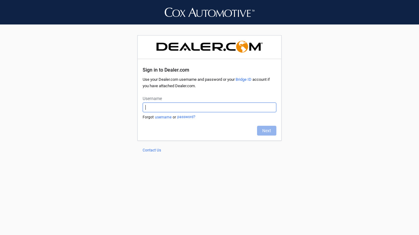 Dealer.com ControlCenter Landing page