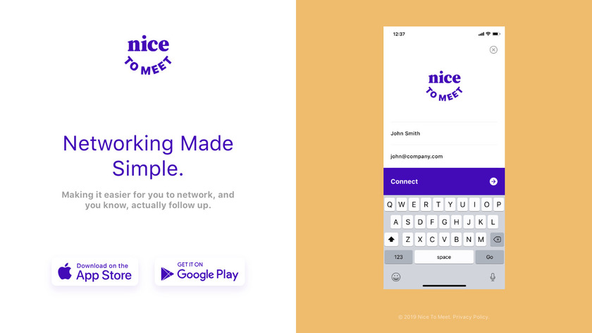 Nice To Meet Landing Page