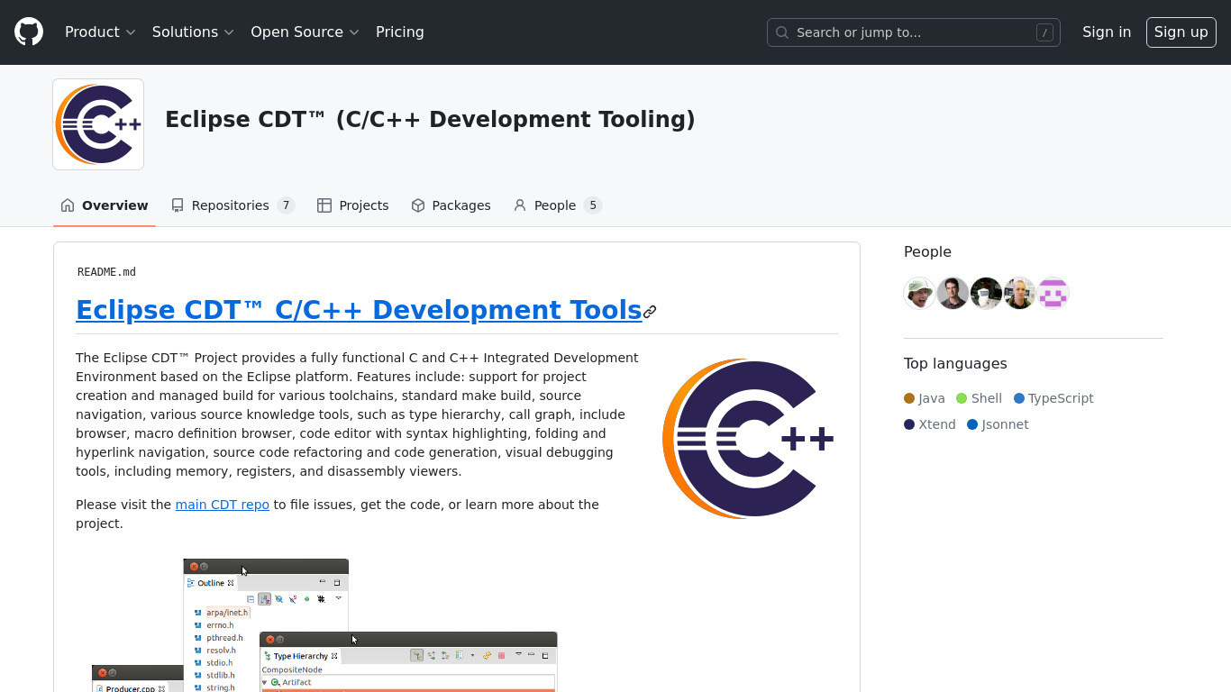 Eclipse CDT Landing page