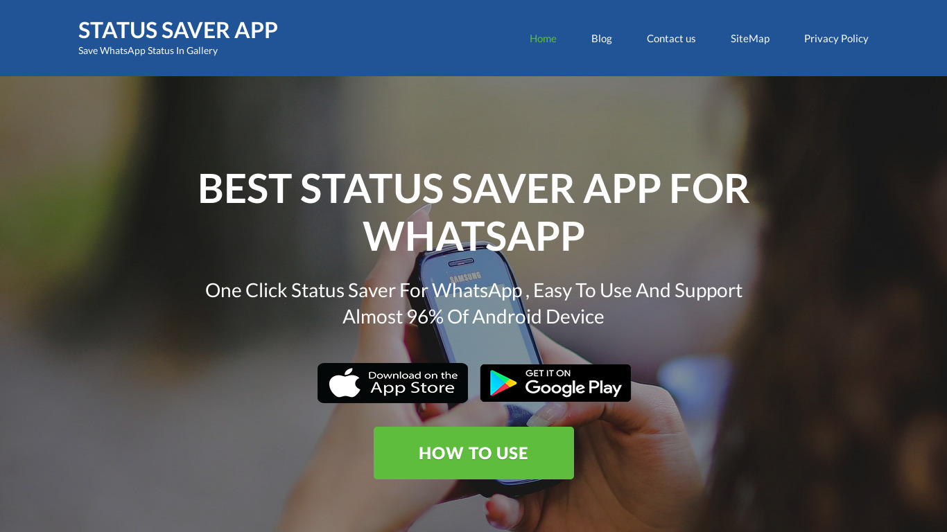 Status Saver For WhatsApp Landing page