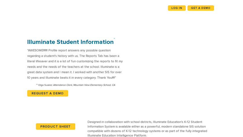 Illuminate Student Information Landing Page