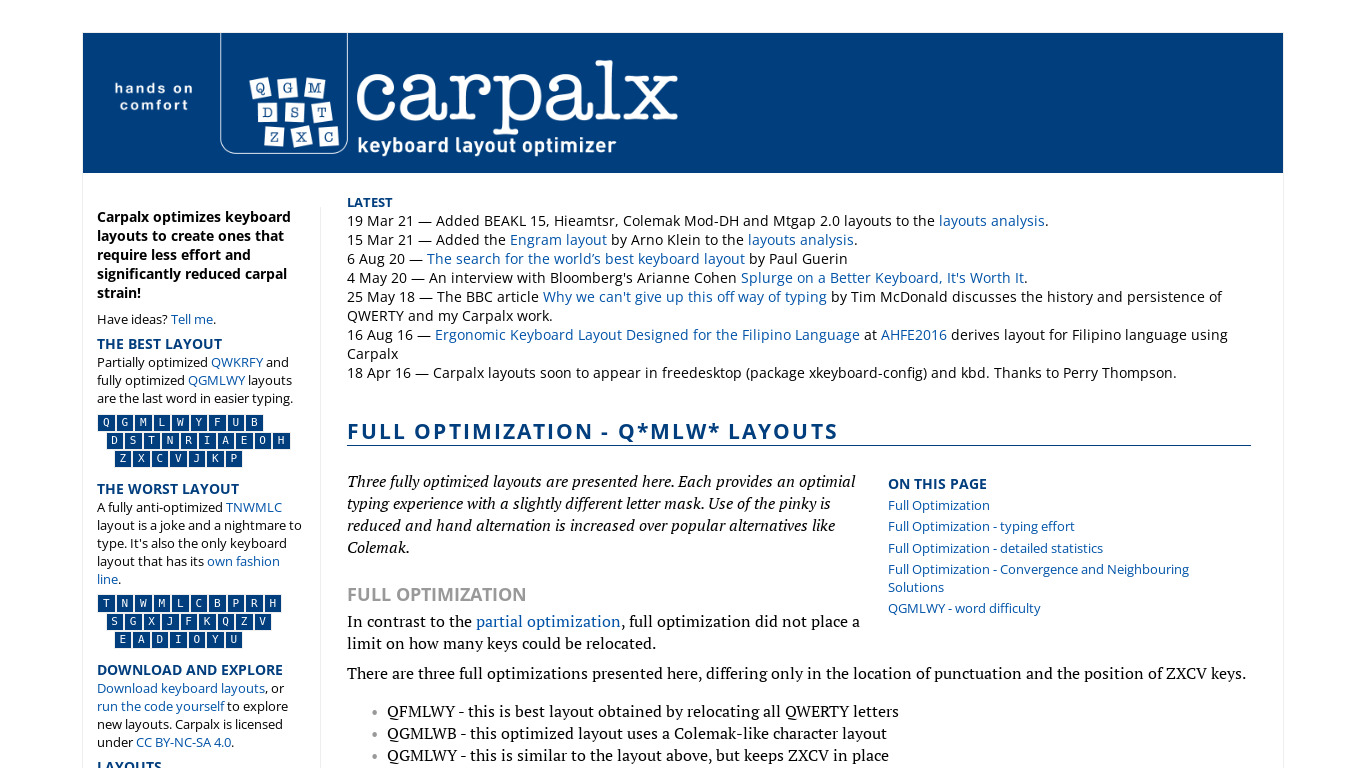 Carpalx QGMLWB Landing page