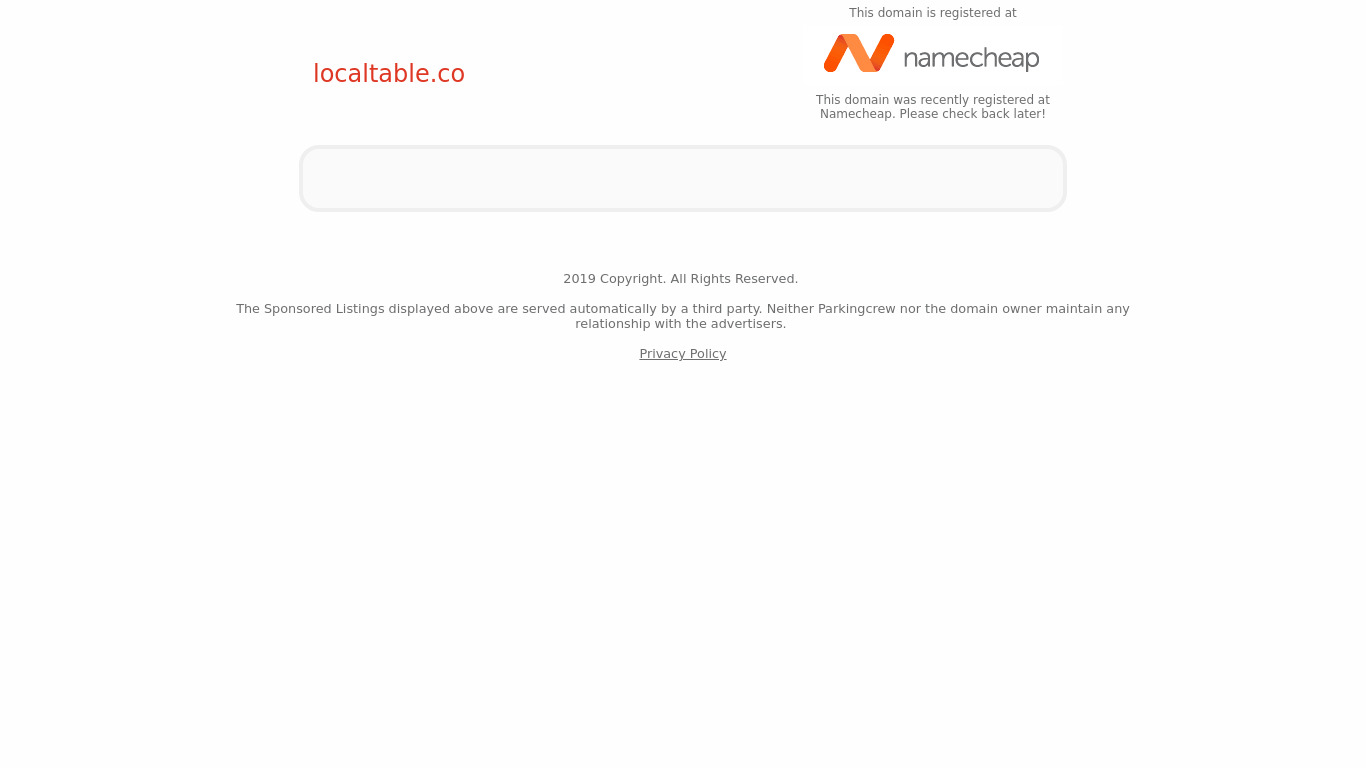 LocalTable Landing page