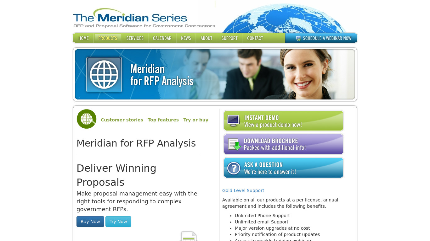 Meridian for RFP Analysis Landing page