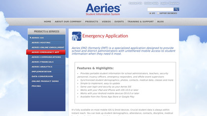 Aeries Emergency Application image