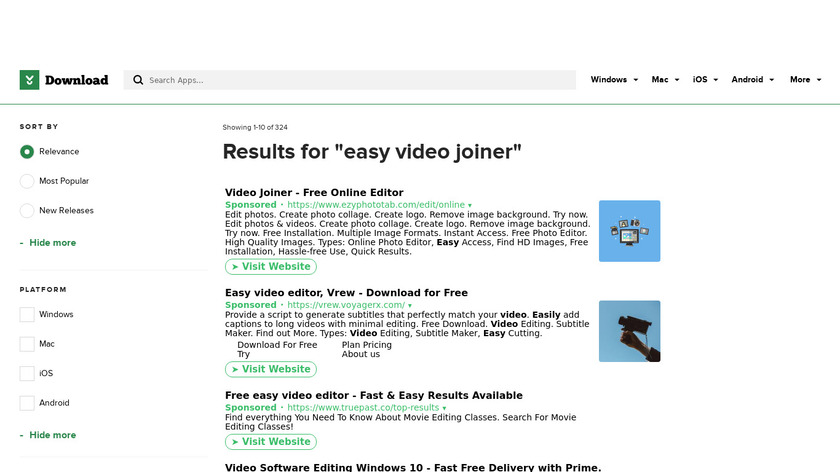 Free Easy Video Joiner Landing Page