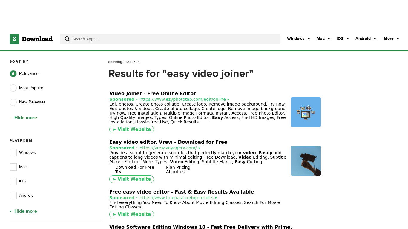 Free Easy Video Joiner Landing page