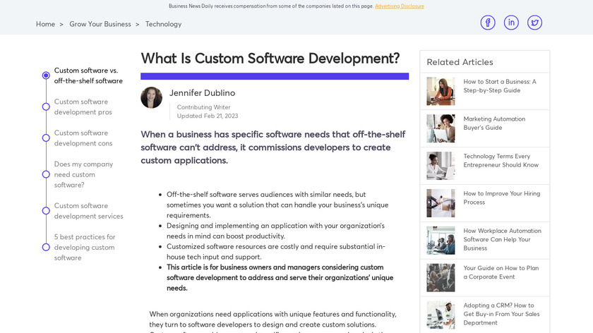Custom Software Development Landing Page