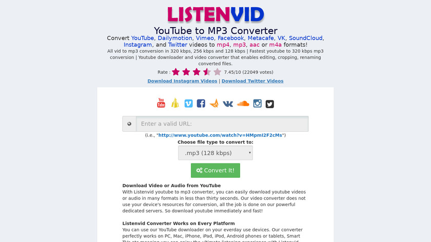 Listenvid Landing Page