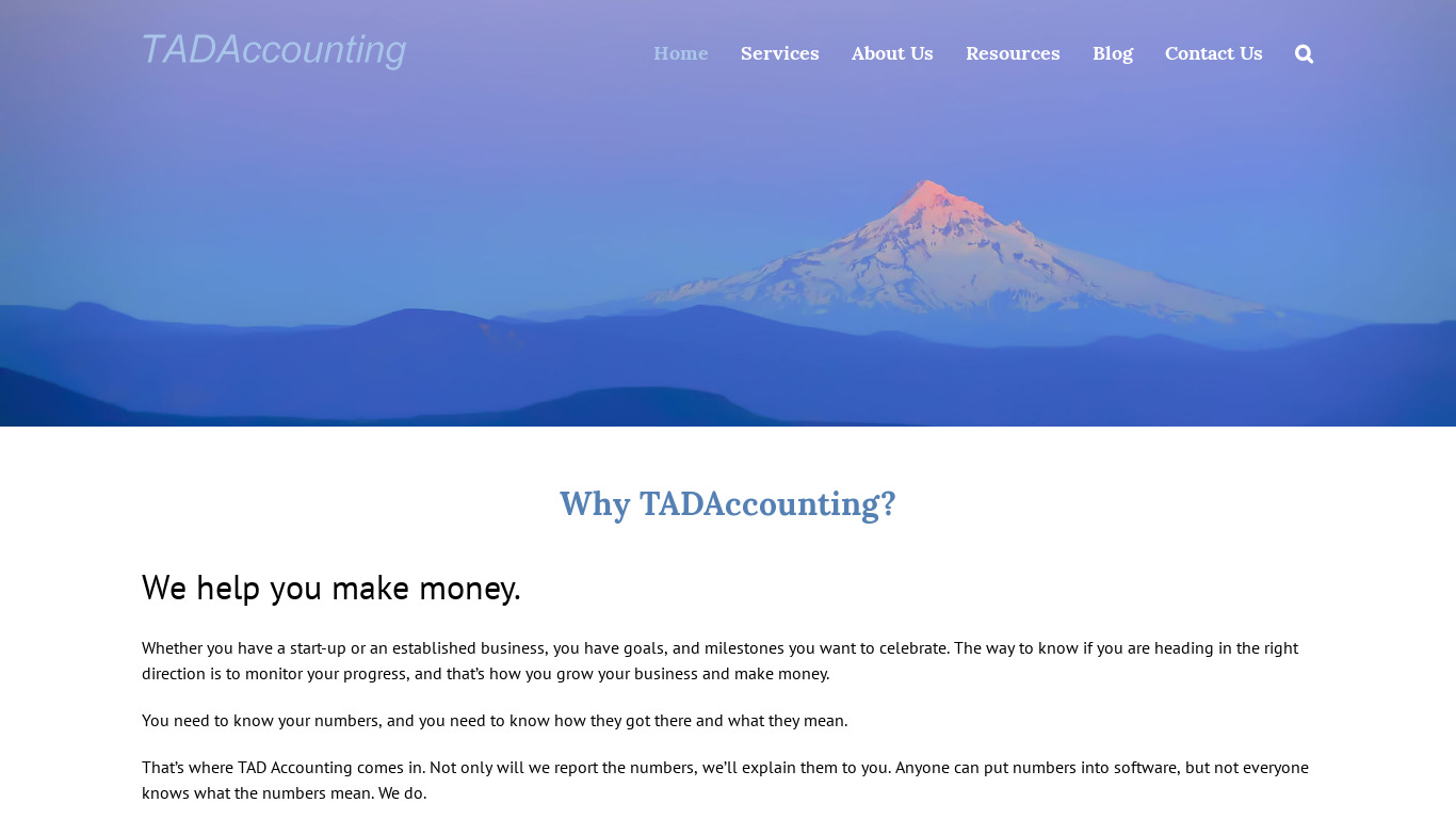 Tad Accounting Landing page