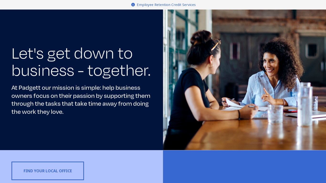 Padgett Business Services Landing page
