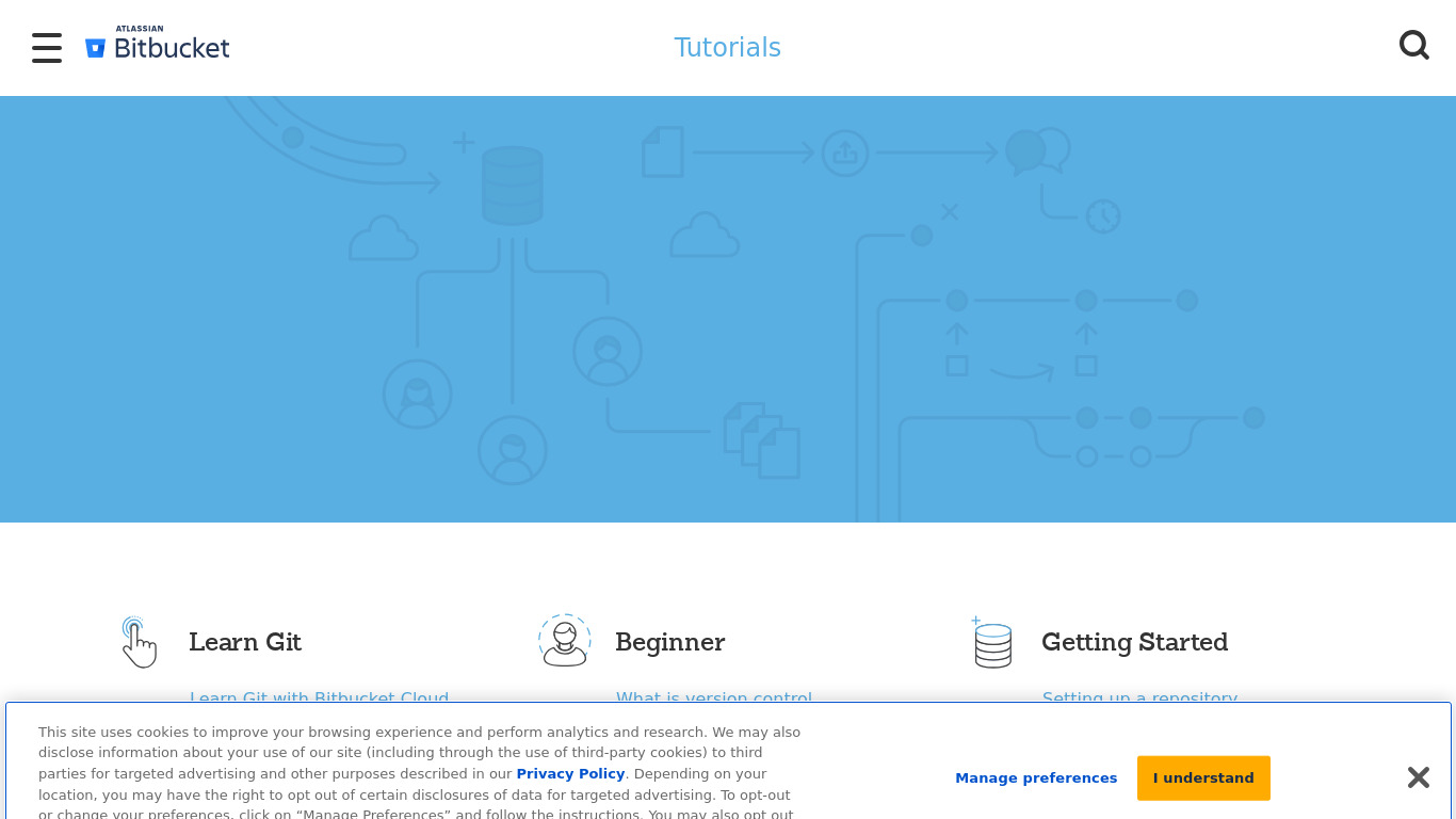 Atlassian Git Tutorial Landing page