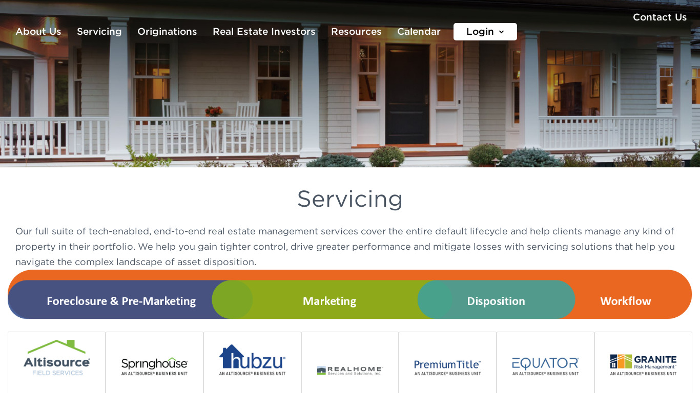Altisource Servicer Solutions Landing page