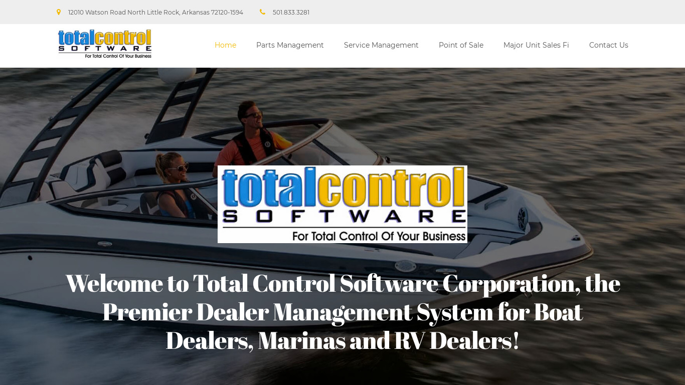 Total Control Software Landing page