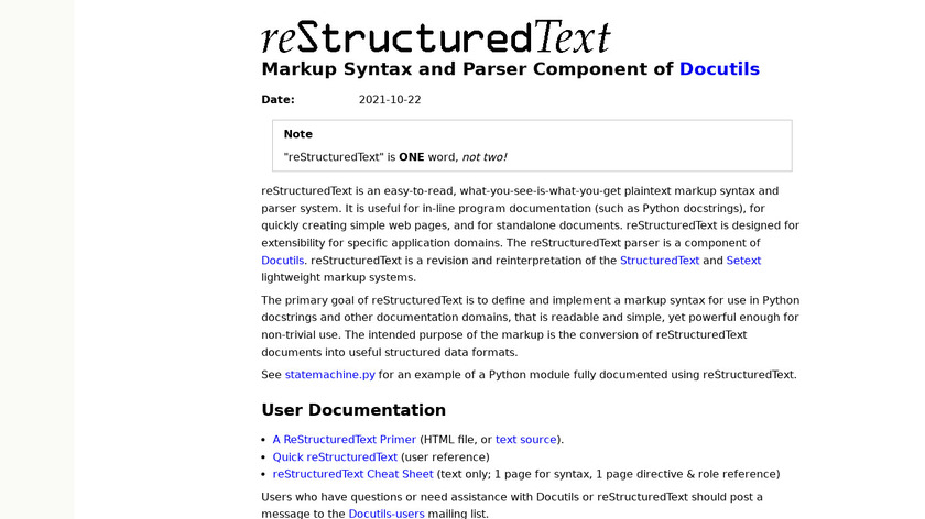 reStructuredText Landing Page