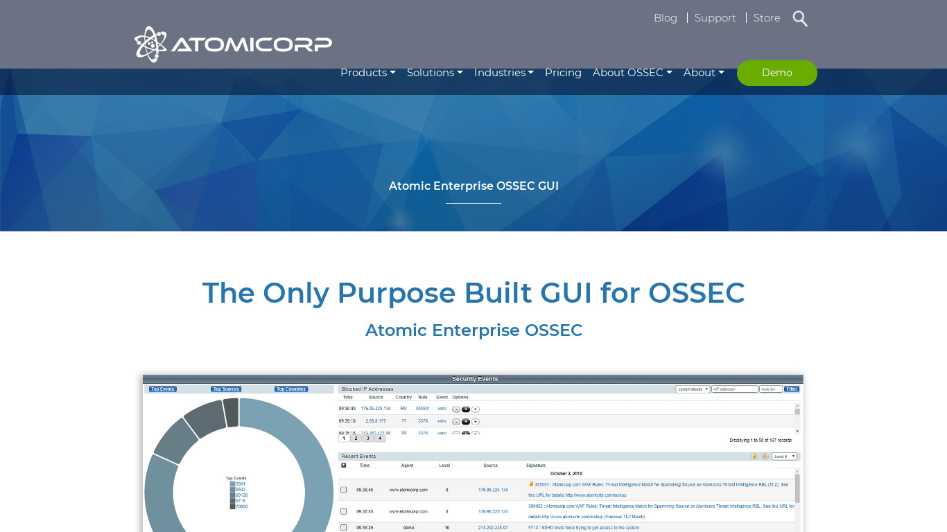 Atomicorp OSSEC GUI Landing page