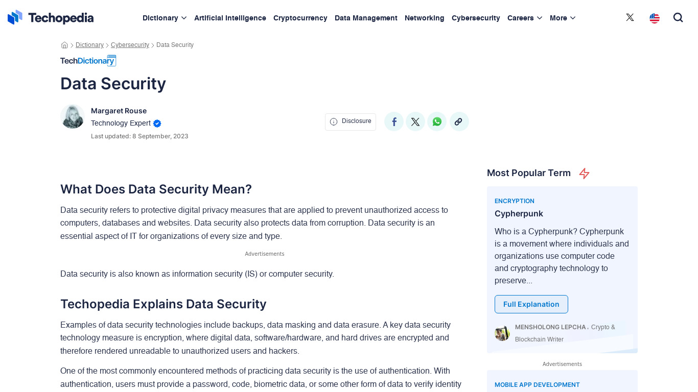 Data Secure Landing page