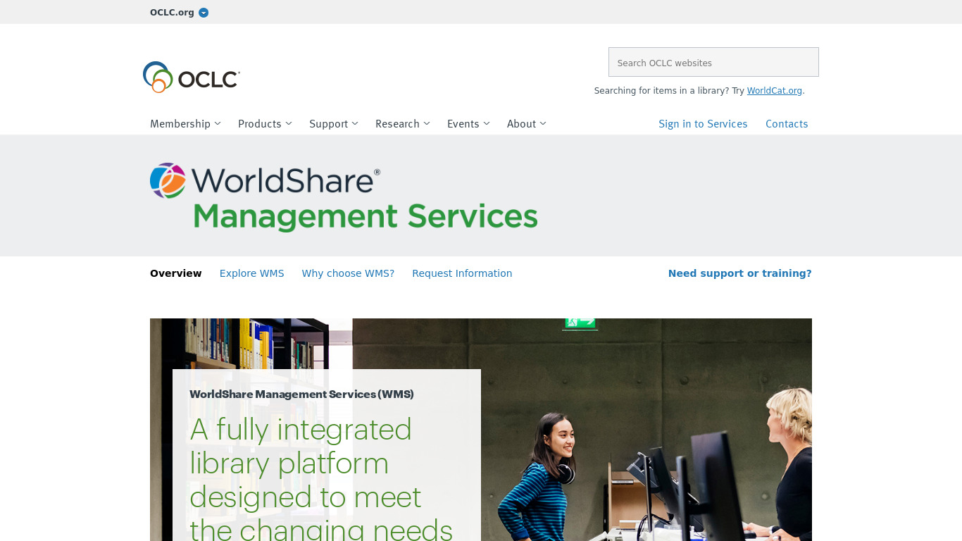 WorldShare Management Services Landing page