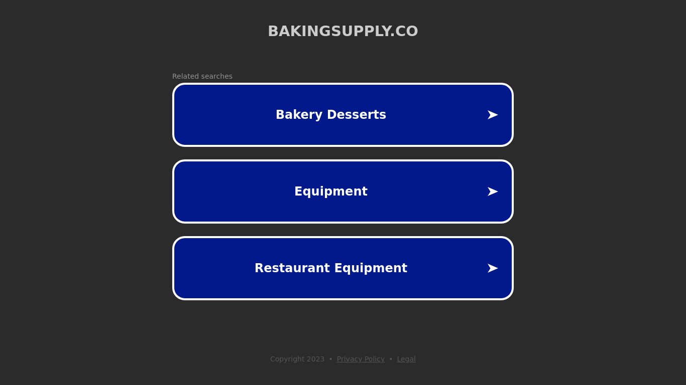 The Baking Supply Co. Landing page