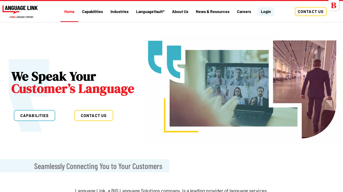 CTS LanguageLink Landing page