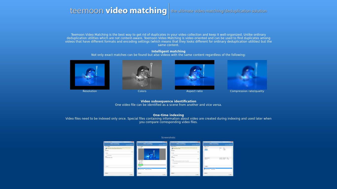 Teemoon Video Matching Landing page
