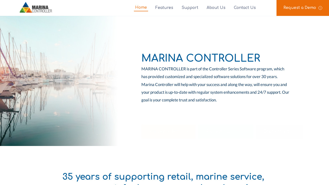 Marina Controller Landing page