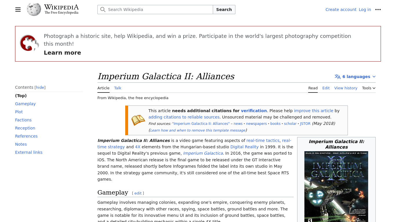 Imperium Galactica II Alliances Landing page