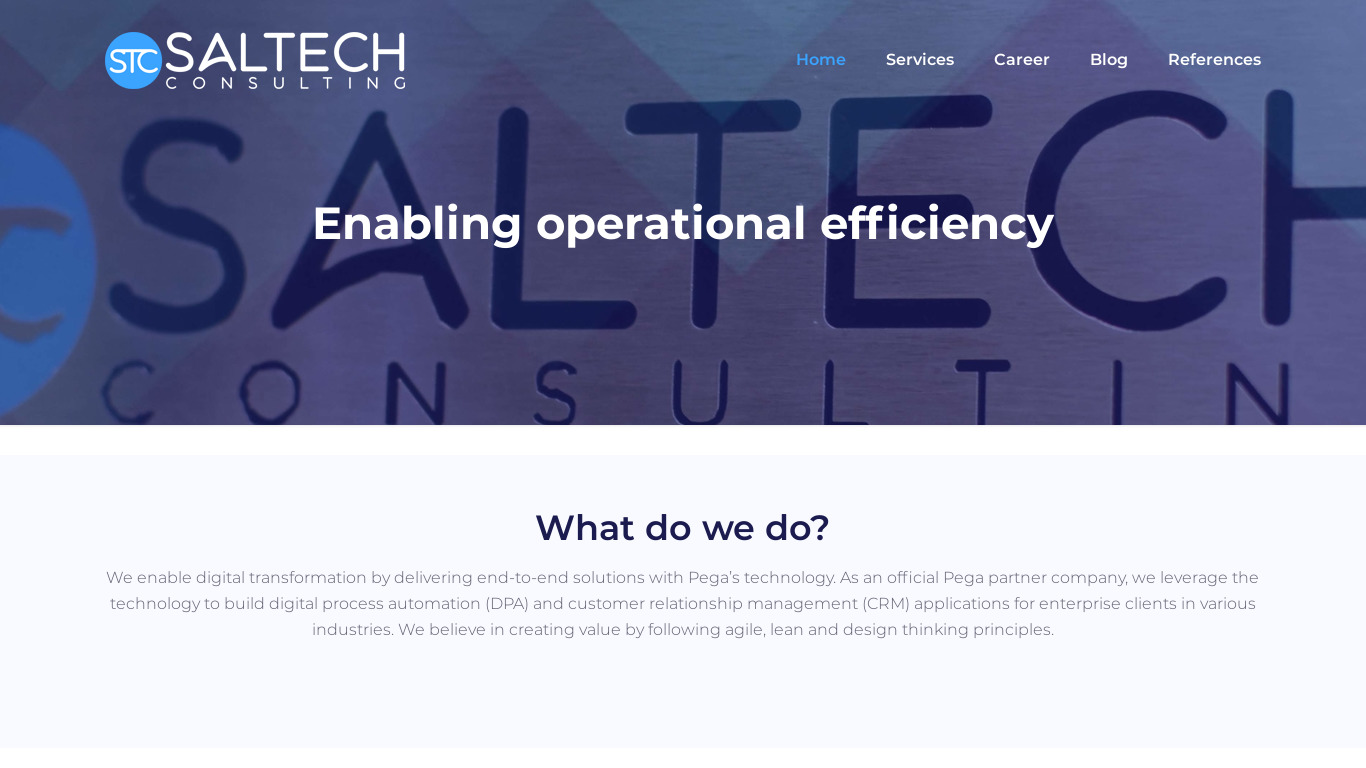 Saltech Consulting Landing page