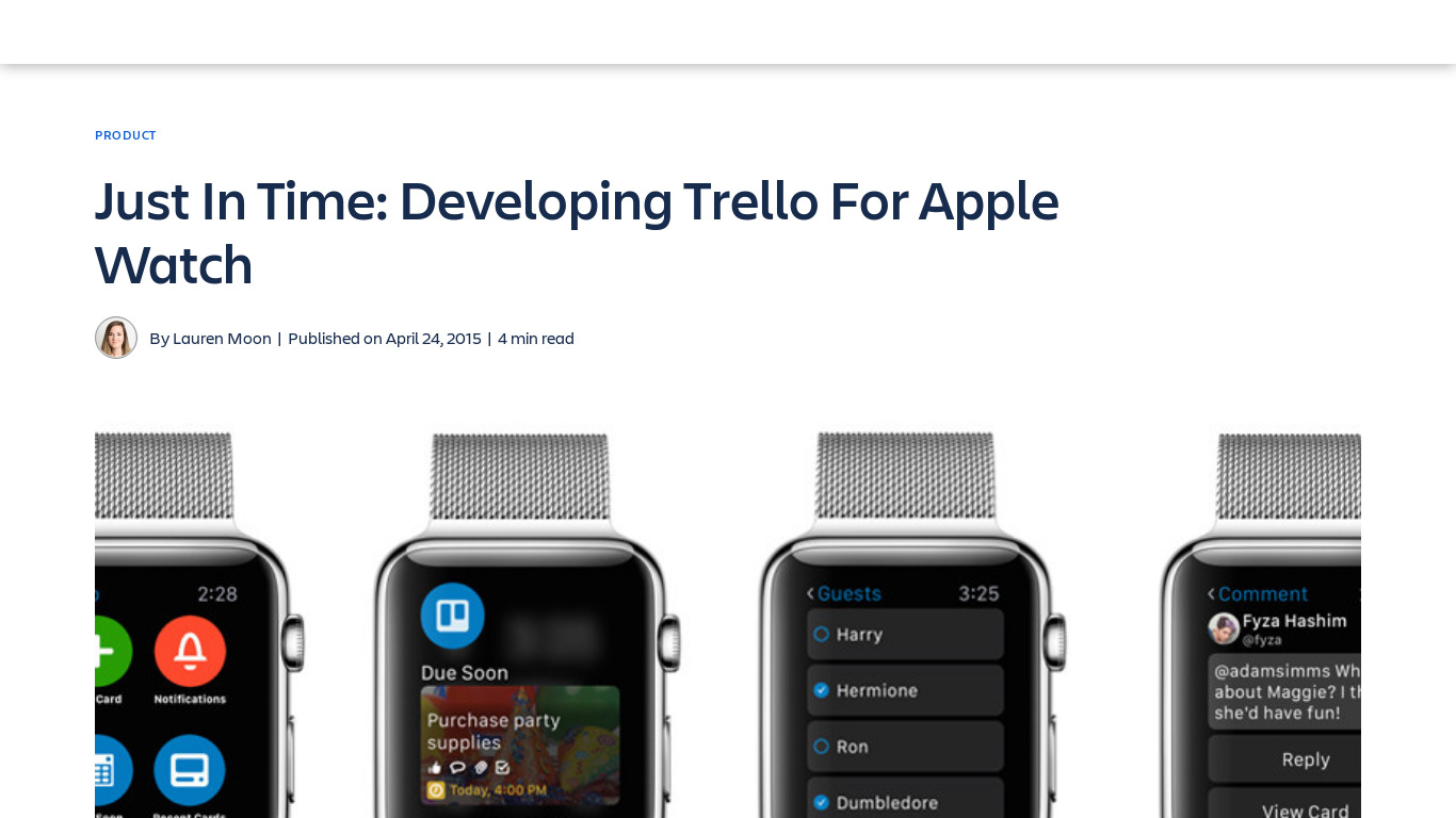 Trello for Apple Watch Landing page