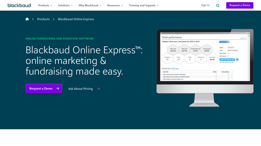 Blackbaud Online Express Landing Page
