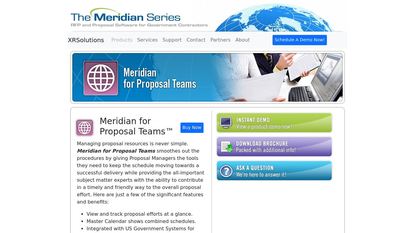 Meridian for Proposal Teams Landing page