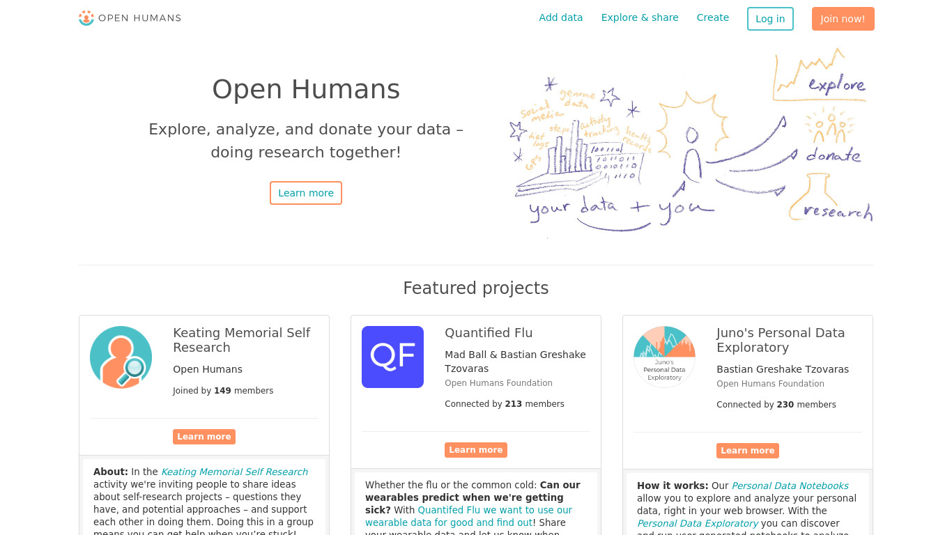 Open Humans Landing page