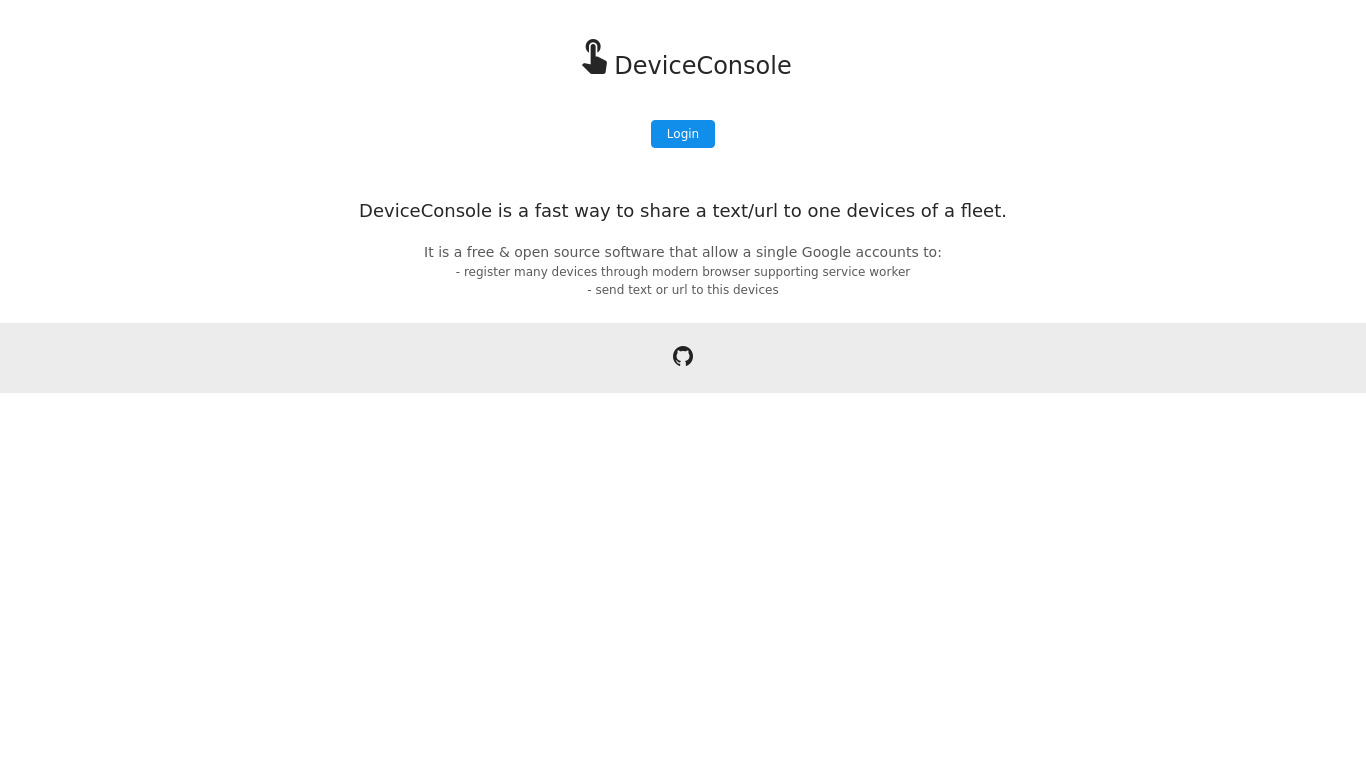 DeviceConsole Landing page